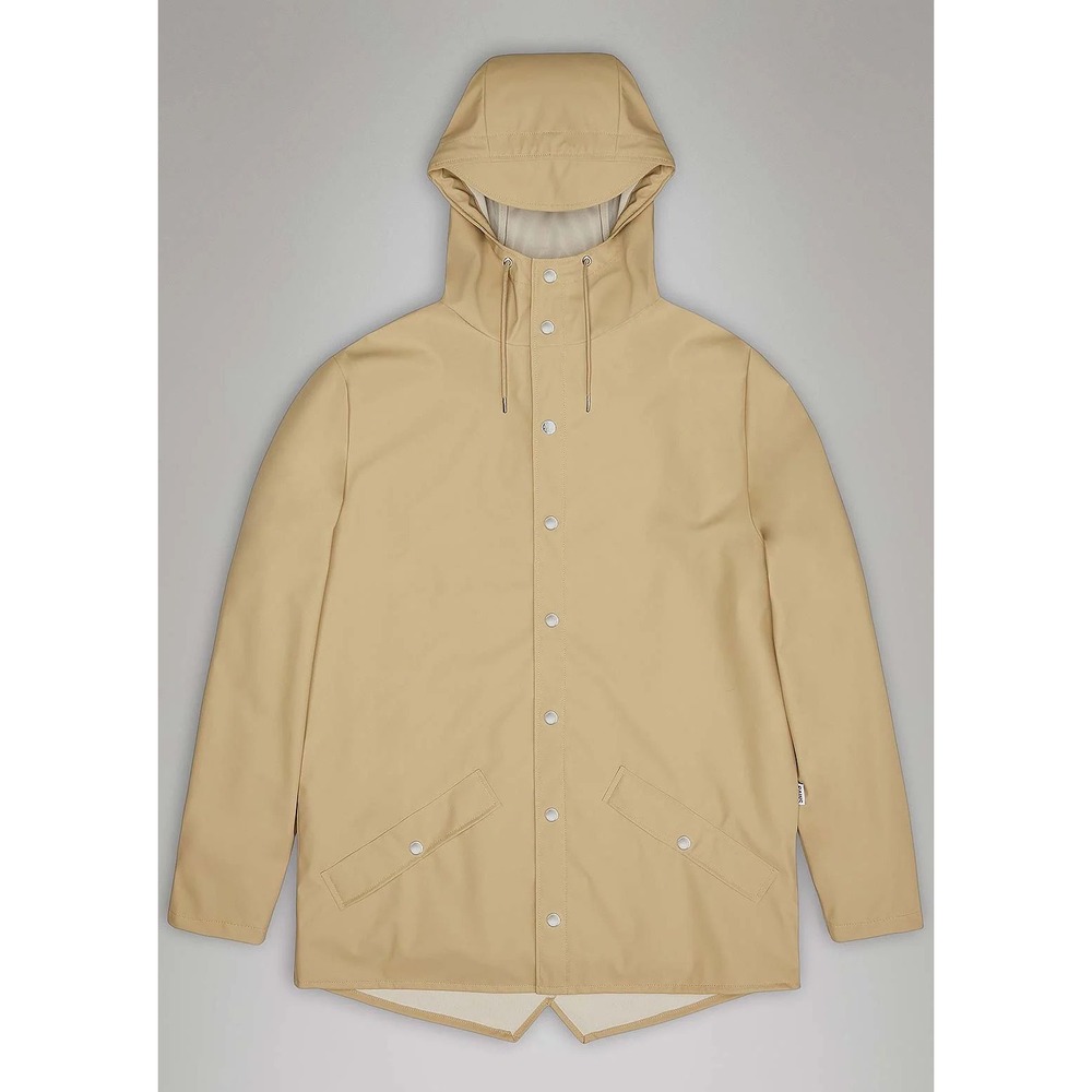 RAINS Unisex Jacket W3 12010‎ Sand Waterproof Raincoat Hooded Size XL